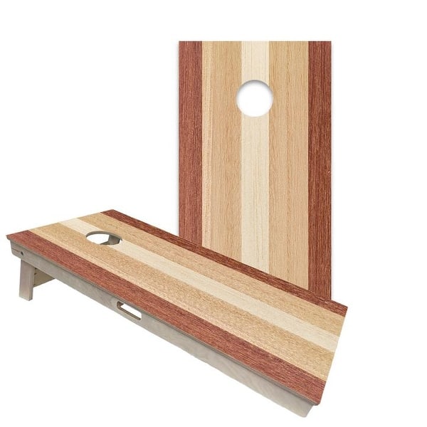 slide 2 of 6, Classic Striped Woody Regulation 2x4 Cornhole Board Set All-Weather - Include Carrying Case