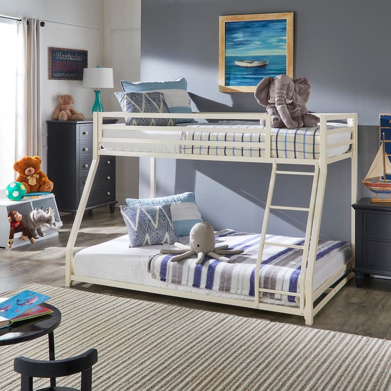 Zetta Metal Bunk Bed by iNSPIRE Q Junior - White - Twin over Full