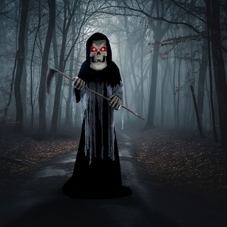 Haunted Hill Farm 8.5-Ft. Tall Motion-Activated Ginormous Reaper, Premium Talking Halloween Animatronic