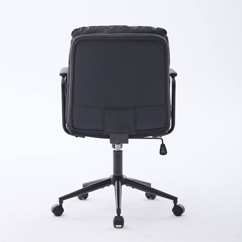 Office Chair,Mid Back Home Office Desk Task Chair with Wheels and Arms Ergonomic PU Leather Computer Rolling Swivel Chair