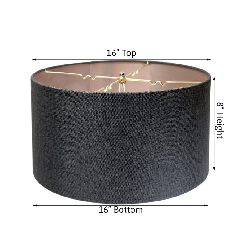 Granite Grey Burlap Hardback Drum Lampshade 16x16x9