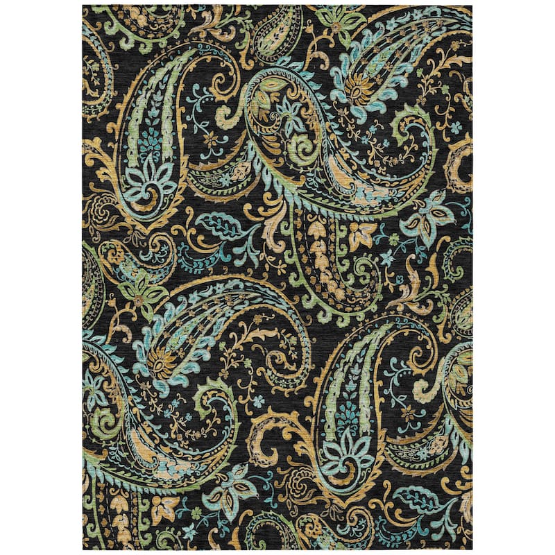 Machine Washable Indoor/ Outdoor Paisley Chantille Rug