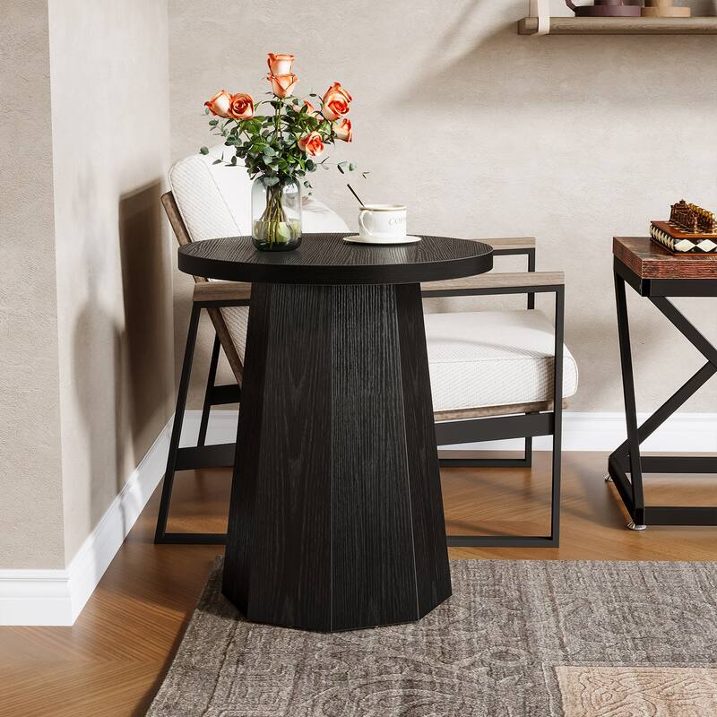 Round End Table, Wooden Couch Side Table, Nightstand Accent Furniture for Living Room, Bedroom