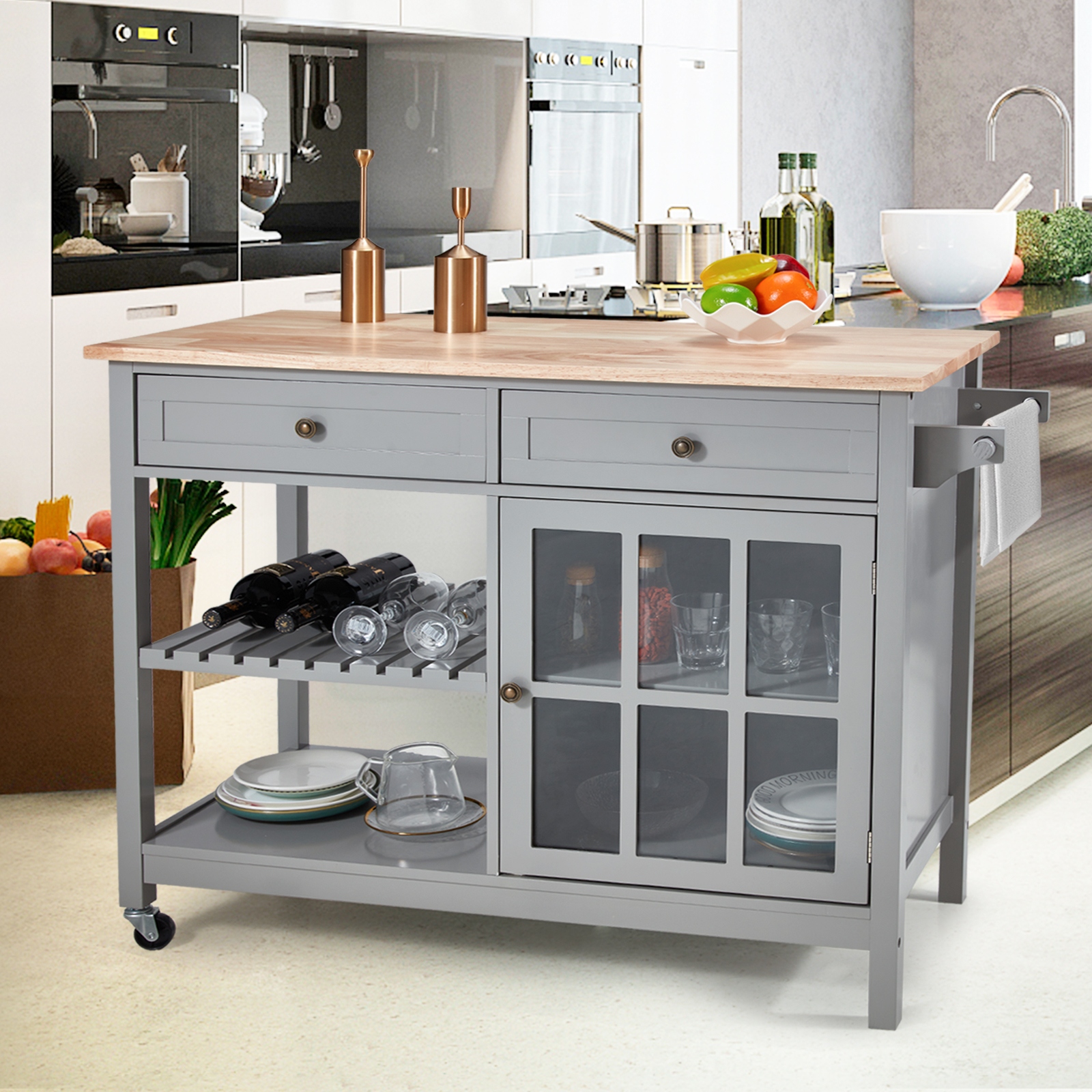 Island with microwave shelf sales