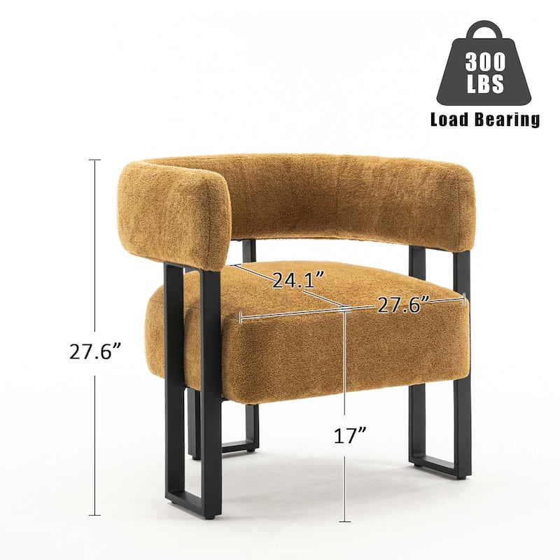 Upholstered Teddy Velvet Accent Chair, Modern Boucle Armchair