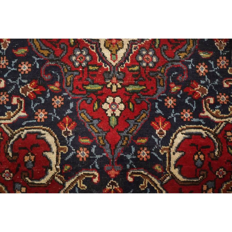 Hand Knotted Oriental 100% Wool Carpet Traditional Floral Red Tabriz Area Rug - 11' 0'' X 7' 10''