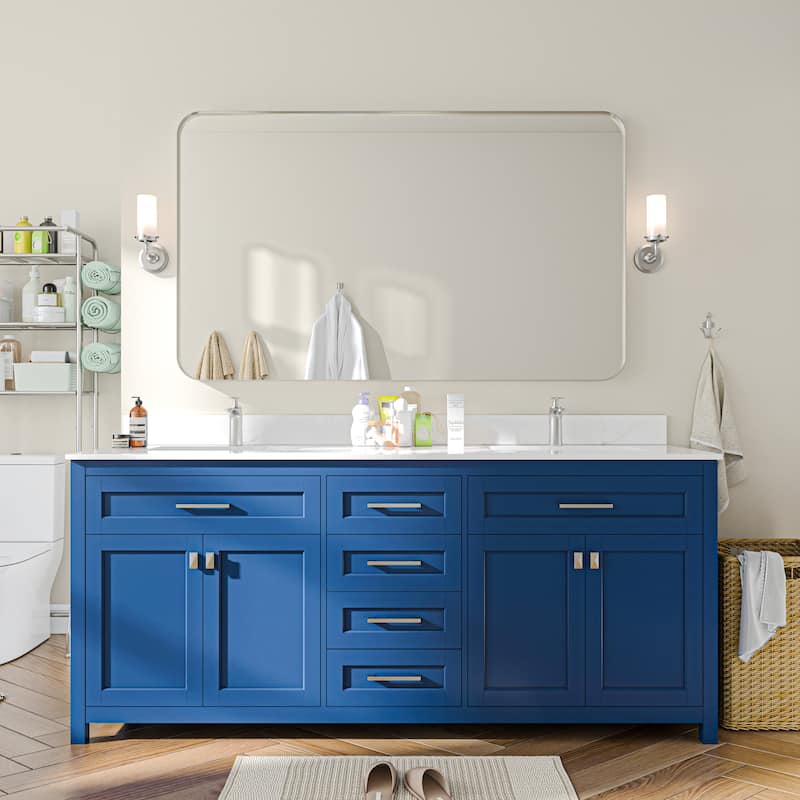TOOLKISS Aluminum Alloy Round Corner Frame Vanity Mirror