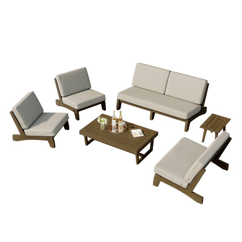 8-Piece Outdoor Sofa Set with Loveseat, 2 Club Chairs & Matching Tables