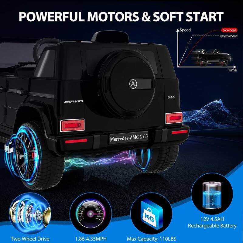 12V Kids Ride On Car, Hetoy Licensed Mercedes-Benz G63 Electric Car Battery Powered w/Parent Remote Control
