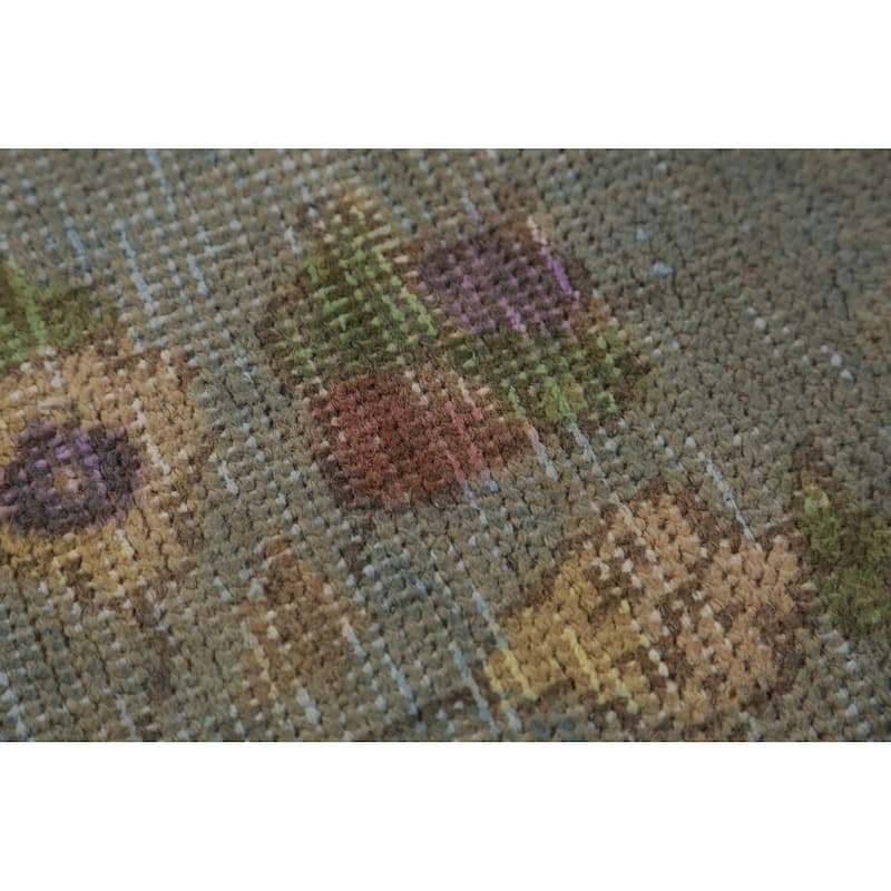 Light Blue Tabriz Persian Vintage Area Rug Hand-Knotted Wool Carpet - 7'7" x 10'9"