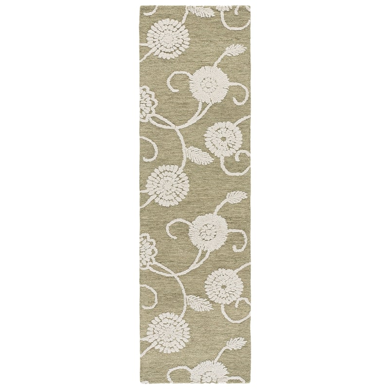 SAFAVIEH Handmade Metro Tehilah Wool Rug - 2'3" x 8' Runner - Green/Ivory