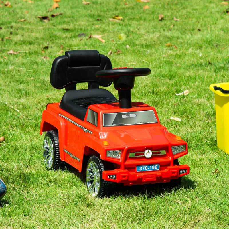 Kids Ride on Push Car, SUV Style Toddler Car with Horn, Music, Working Lights, and Hidden Storage for 18-36 Months - Red