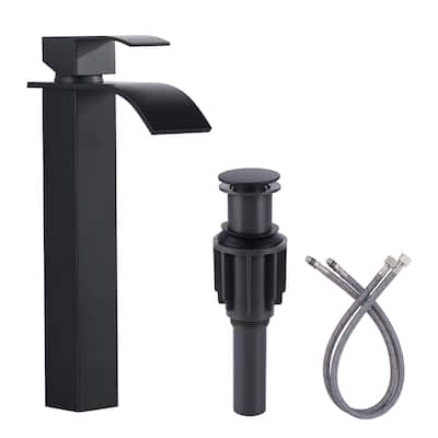 WOWOW Single Handle Single Hole Waterfall Bathroom Vessel Faucet