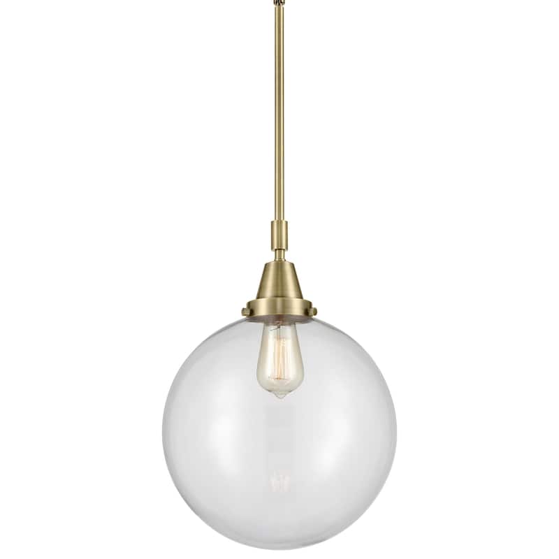 Innovations Lighting 447-1S-16-12 Beacon Pendant Beacon 12" Wide - Antique Brass / Clear