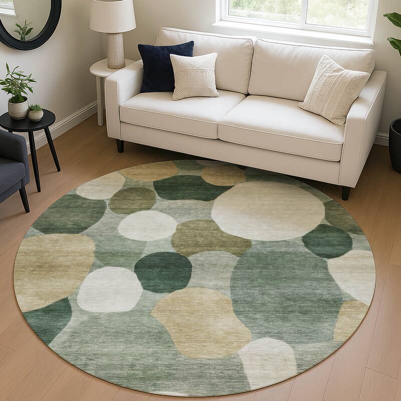 Machine Washable Indoor/ Outdoor Modern Circy Chantille Rug