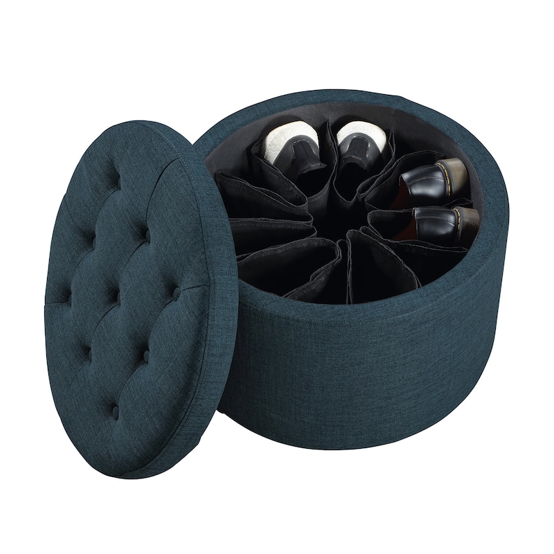 Convenience Concepts Designs4Comfort Round Shoe Storage Ottoman