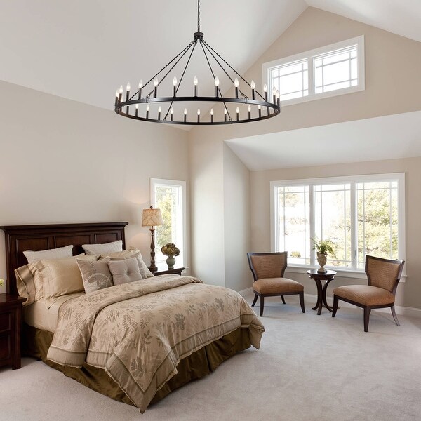 Vyolette 60 in. 30 Light Extra Large Farmhouse Round Wagon Wheel Chandelier Classic Dining Room Living Room Chandelier On Sale Bed Bath Beyond 40331360
