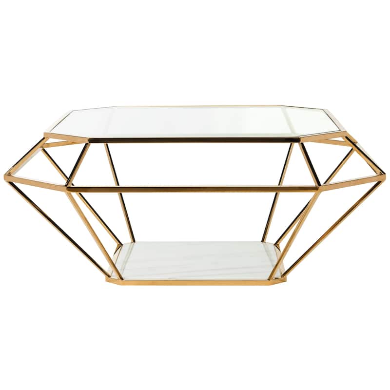 SAFAVIEH Couture Abena Geometric Gold Coffee Table - 39"W x 39"D x 17"H