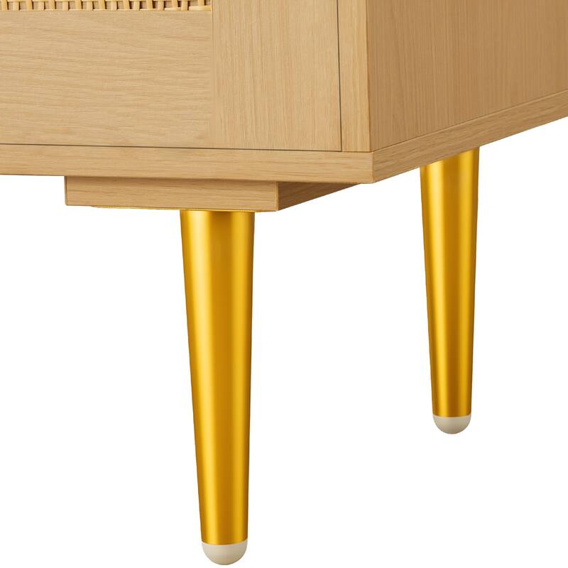 6 Drawer Rattan Dresser Chest of Drawers with Metal Handles, Clothing ...