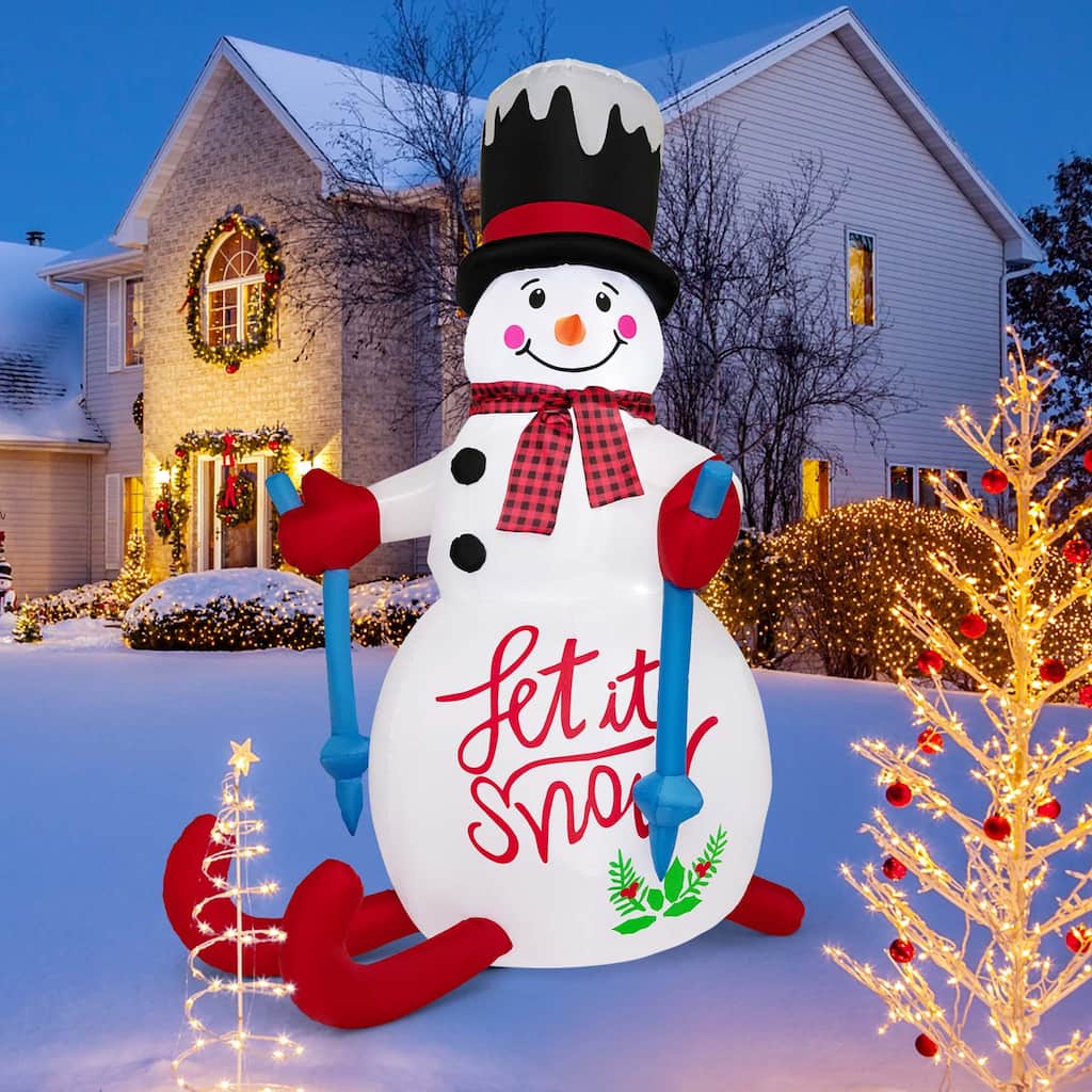 Costway 6FT Inflatable Christmas Skiing Snowman Blow up Party - See Details