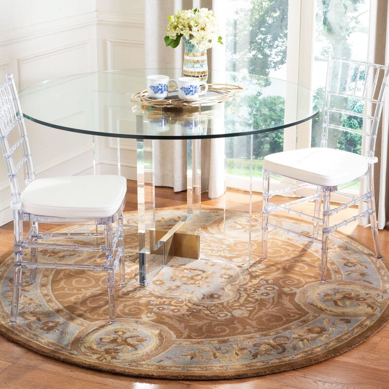 SAFAVIEH Handmade Empire Bell Traditional Oriental Wool Rug - 6' Round - Blue/Brown