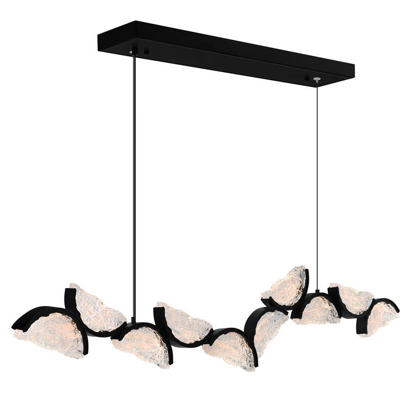 Moon Integrated LED 70in Black Chandelier with Handcrafted Glass