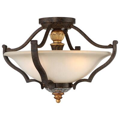 Metropolitan Chateau Nobles Bronze And Driftwood 3 Light Semi Flush