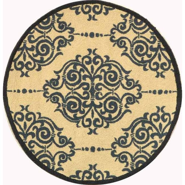 SAFAVIEH Handmade Chelsea Vermont French Country Wool Rug - 8' Round - Ivory/Blue