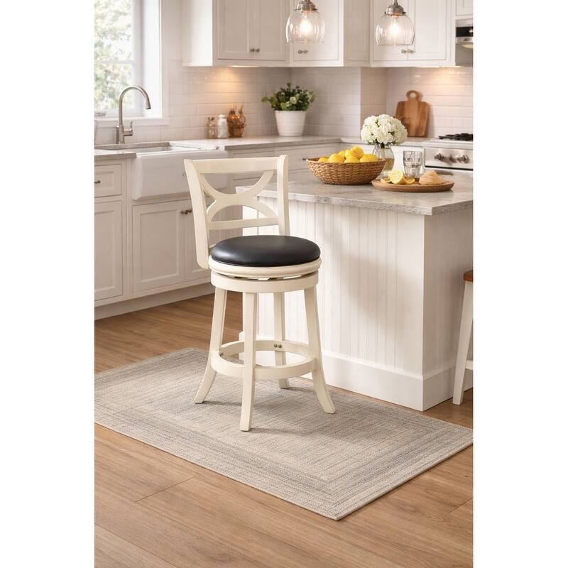 Florence Solid Hardwood Black 24-inch Plush-seat Swivel Stool - Buttermilk