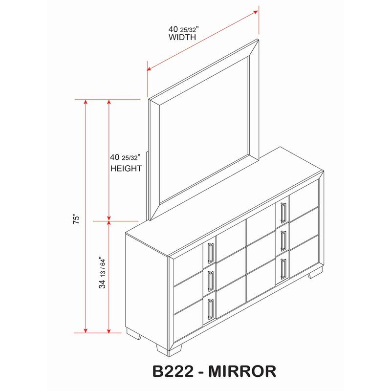 Dawson Light Brown Wood 6 Drawer Dresser with Mirror and Metal Pulls
