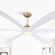 preview thumbnail 24 of 41, 72-inch Driftwood 6-Blade Large DC Ceiling Fan with Light and Remote Gold/ White