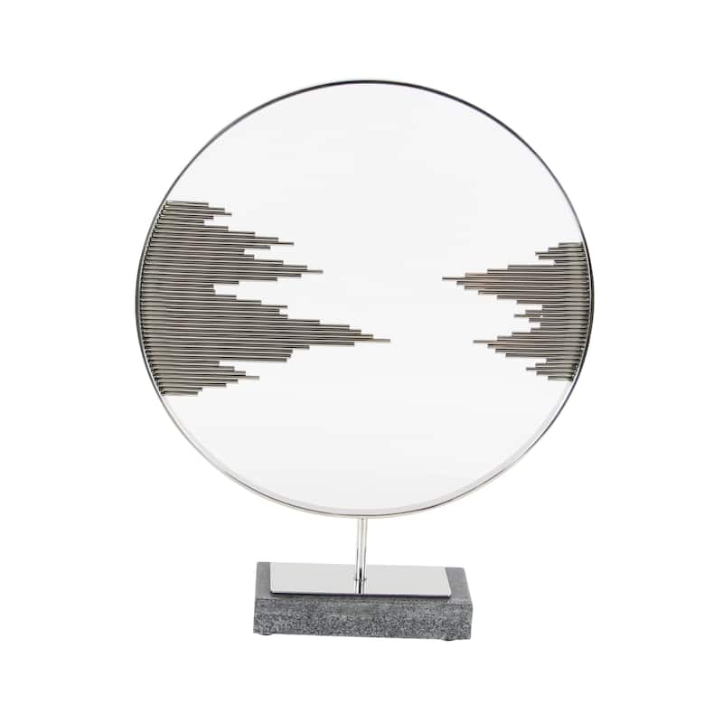 Black Stainless Steel Metal Geometric Decorative Sculpture with Stand - 19 x 4 x 23