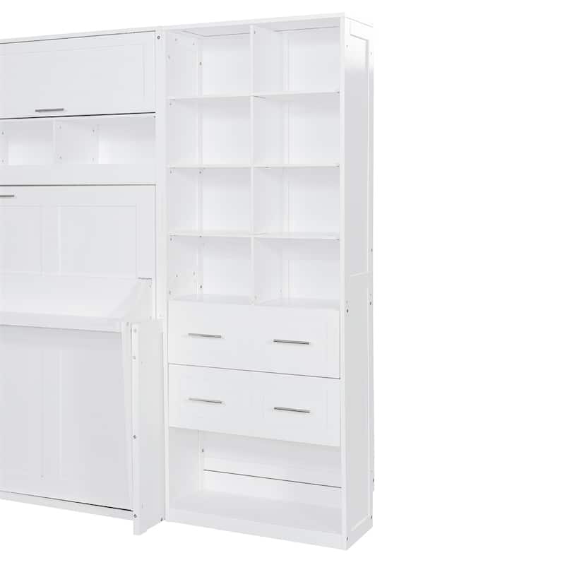 Full Size Murphy Bed Wall Bed with Closet ,Drawers and Shelves