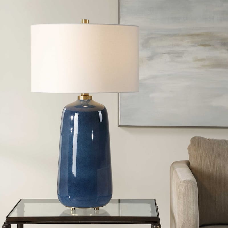 Uttermost Brae Blue Glaze Table Lamp - N/A