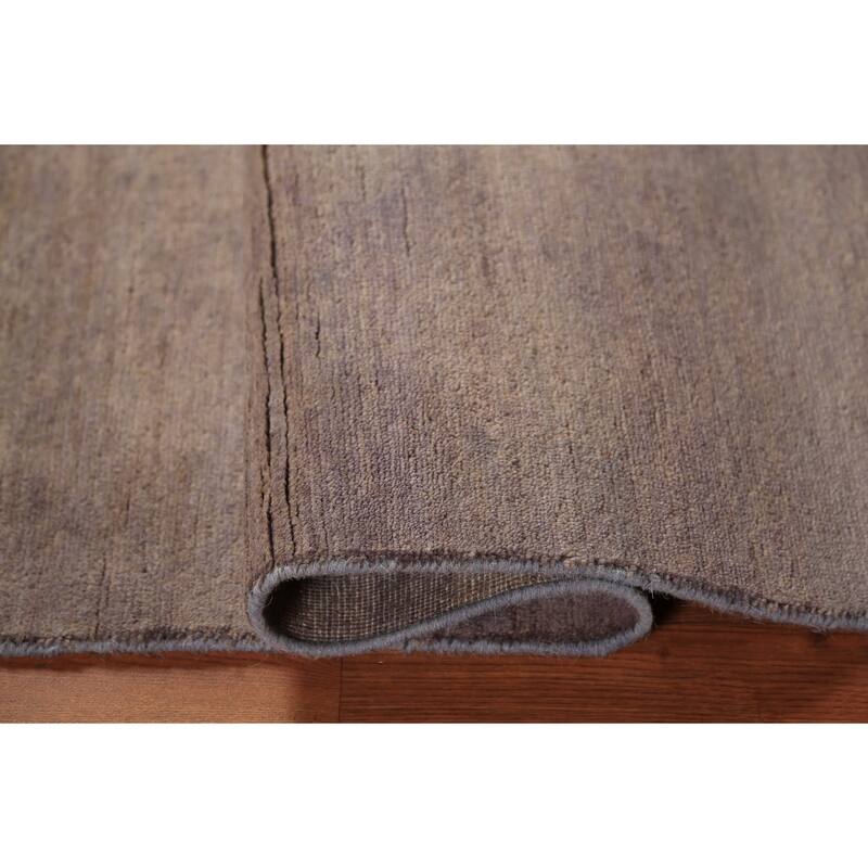 Gabbeh Modern Rug Handmade Solid Grey Wool Carpet - 4'1" x 5'10"