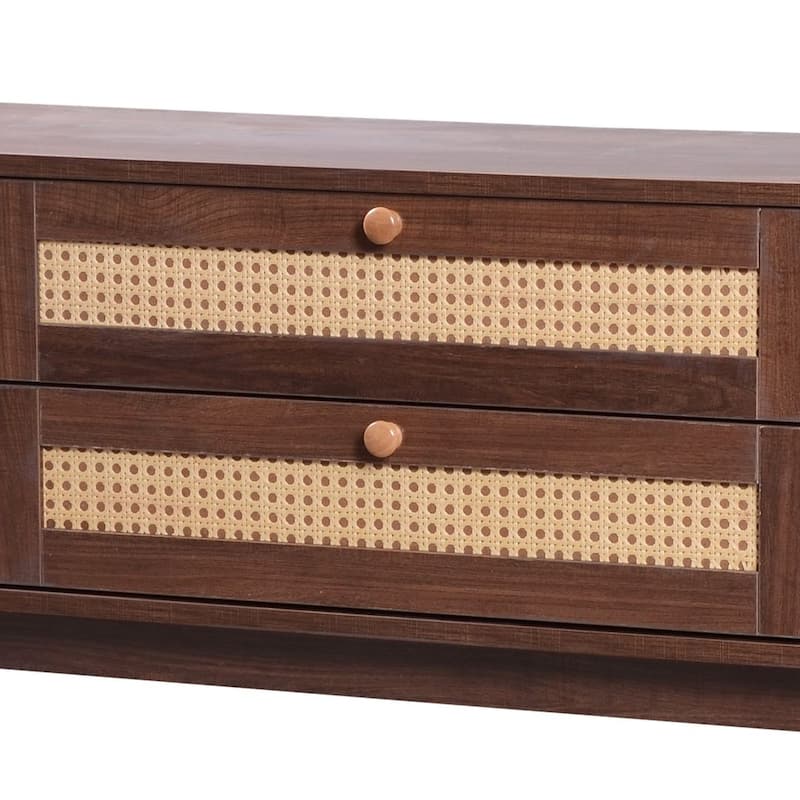 Modern Farmhouse Rattan TV Stand for 75'' TVs