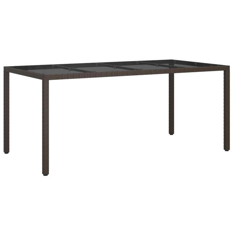 vidaXL Patio Table 74.8" Tempered Glass and Poly Rattan Table Multi Colors - 74.8 x 35.4 x 29.5 in