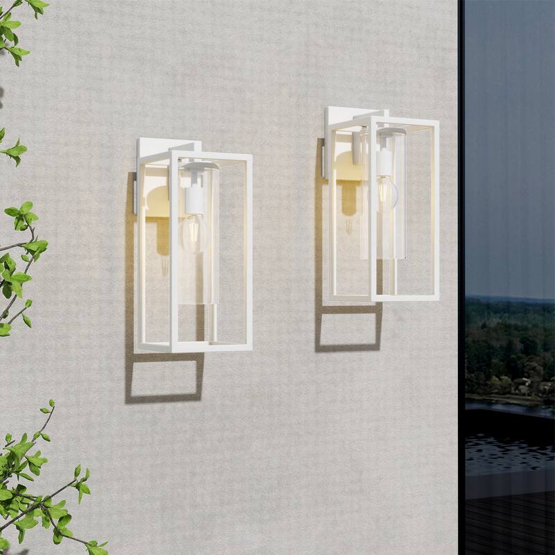 2 Pack Metal 1-Light Clear Glass Outdoor Wall Sconce Light
