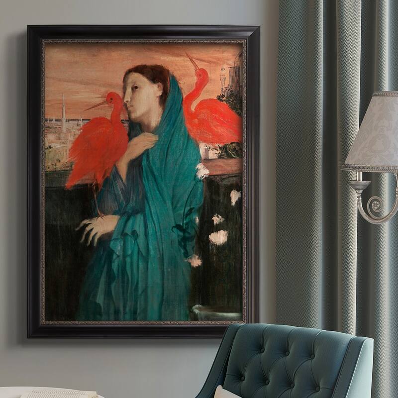 Young Woman with Ibis Premium Framed Canvas- Ready to Hang