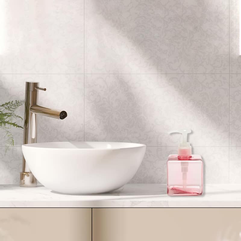 Square Simple Soap Pump Dispenser for Bathroom Laundry Rooms - Clear Pink - 250ml