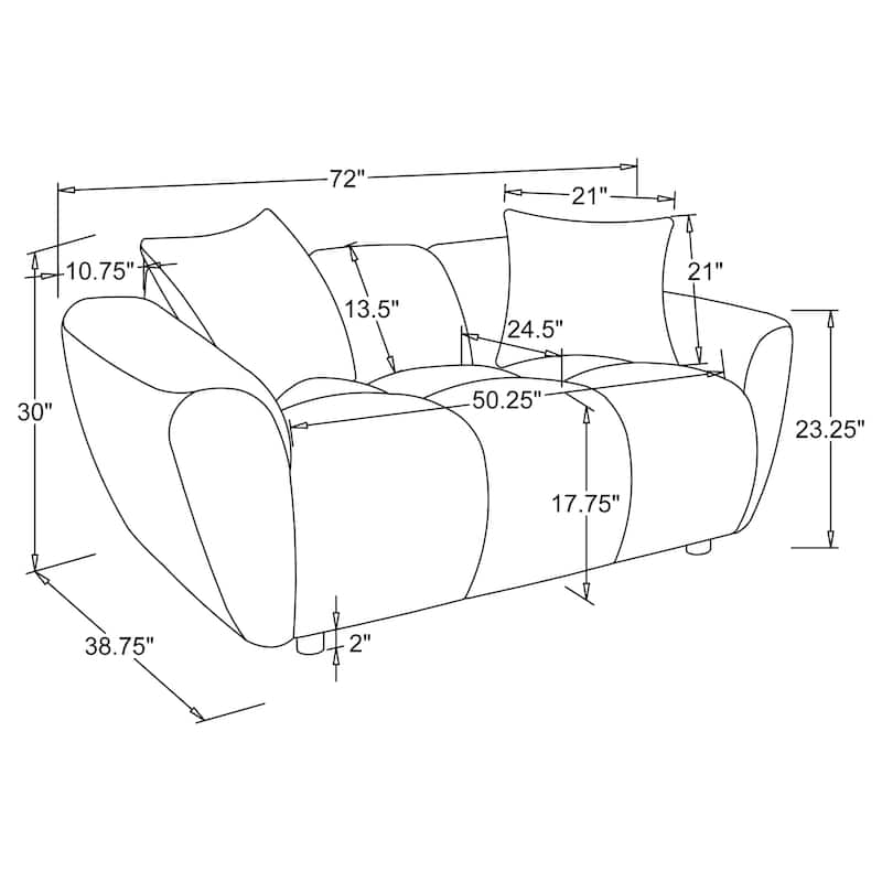 Destino Chenille Upholstered Splayed Arm Loveseat Greige - N/A