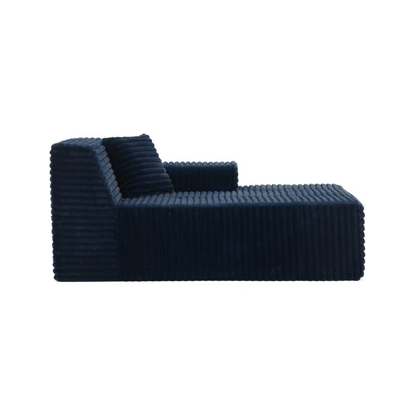 Corduroy Oversized Low-back Modular Loveseat Chaise with Pillow