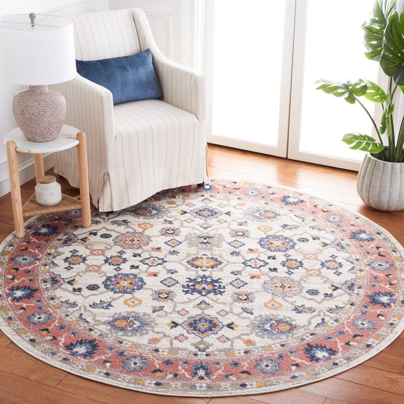 SAFAVIEH Astoria Audeline Oriental Rug - 6'7" Round - Ivory/Rust