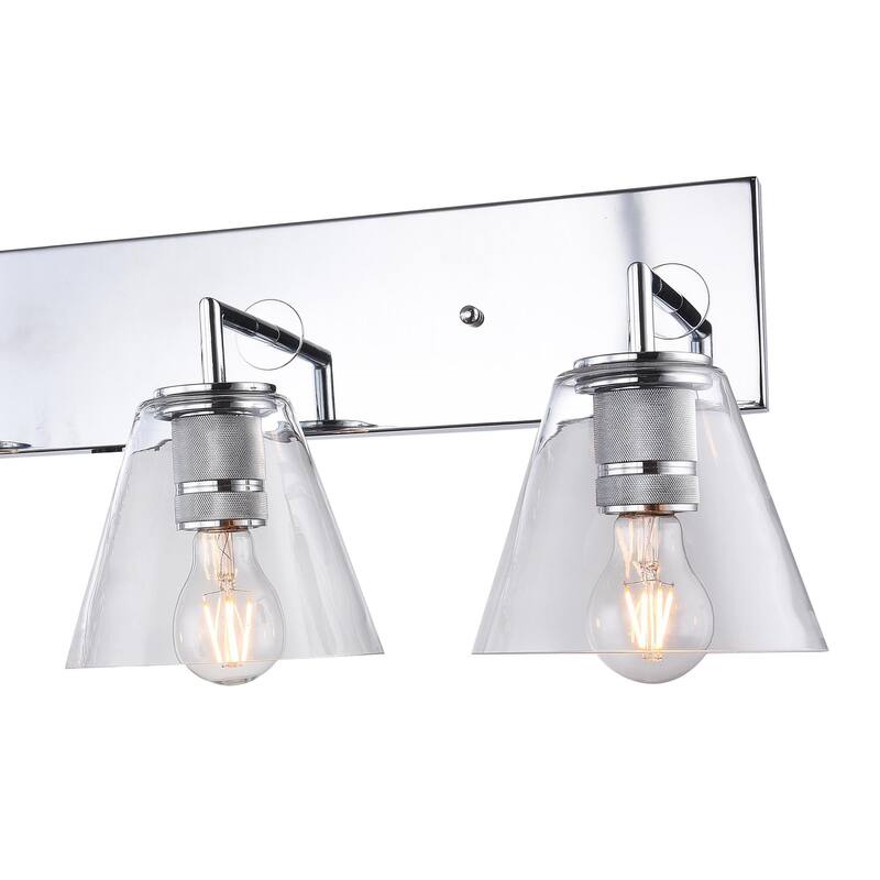 4-Light Chrome Metal Wall Sconce With Clear Glass Shades