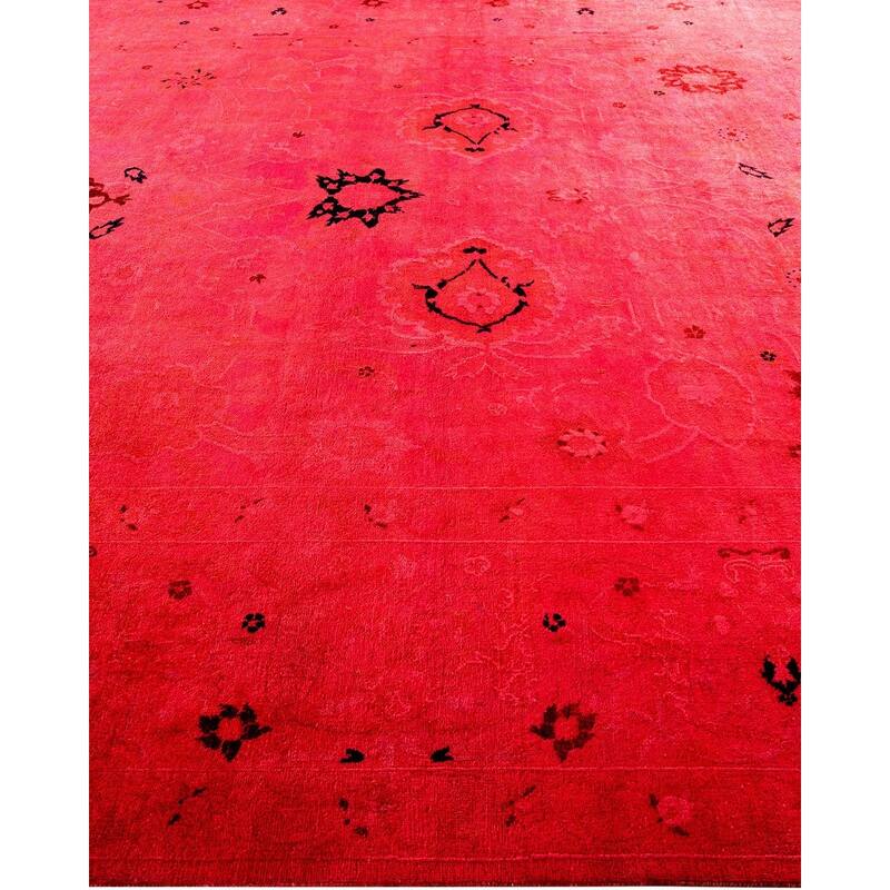 Overton Hand Knotted Wool Vintage Inspired Modern Contemporary Overdyed Pink Area Rug - 8' 9" x 11' 9"