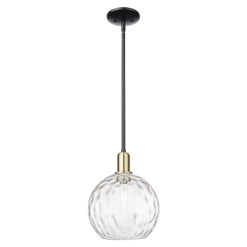 Innovations Lighting Endless Possibilities Arcadia - Athens Water Glass - 1 Light 10" Stem Hung Mini Pendant - Clear Water Glass/Black Antique Brass