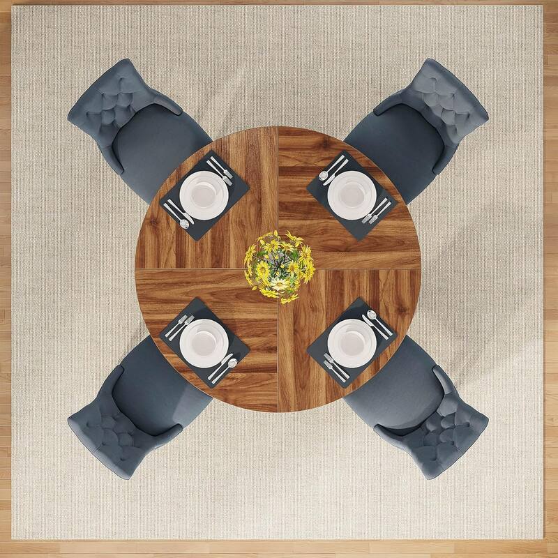 47" Round Farmhouse Dining Table -Wood Kitchen Table for 4, Cross Base Wooden Dinner Table for Dining Room, Breakfast Nook