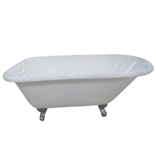 Kingston Brass Aqua Eden 60" Clawfoot Cast Iron Soaking Tub with - White / Polished Chrome