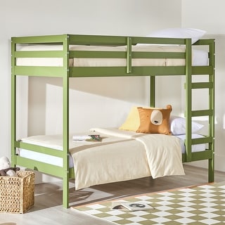 Modern Simple Solid Wood Twin Over Twin Bunk Bed