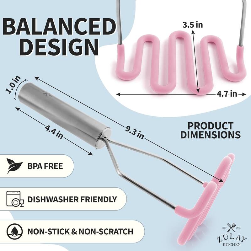 Zulay Kitchen Non-Scratch Potato Masher Kitchen Tool